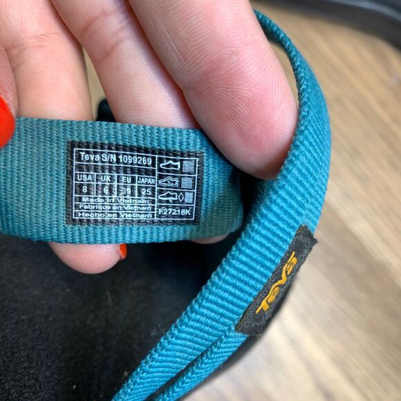 Teva Voya Sandals Women's 8 Blue Teal Slide  Strappy Comfort Flip Flop Beach - Picture 8 of 9